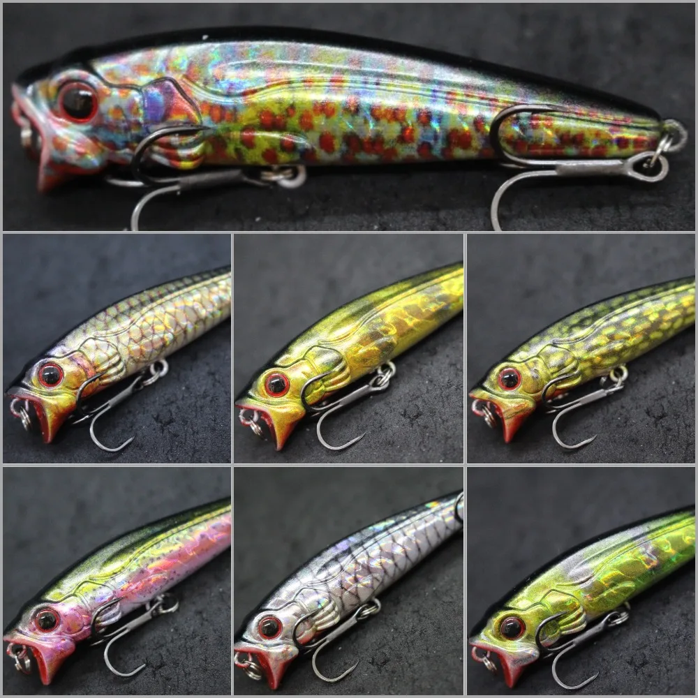 wLure Topwater Popper Walking Dog Lure 7.5cm 9.5g ZigZag Action Lifelike Painting Fishing Lure HW751