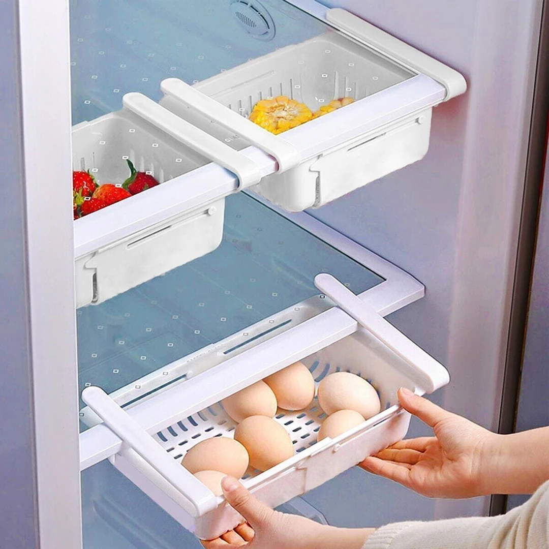 

Kitchen Storage Rack Organizer 4 Pcs Kitchen Organizer Shelf Accessory Shelf Box Adjustable Practical Refrigerator Organizer