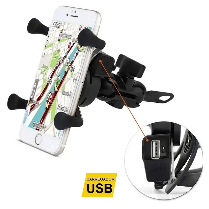 Motorcycle Mobile Phone Holder With Claw USB Charger For Motoboy