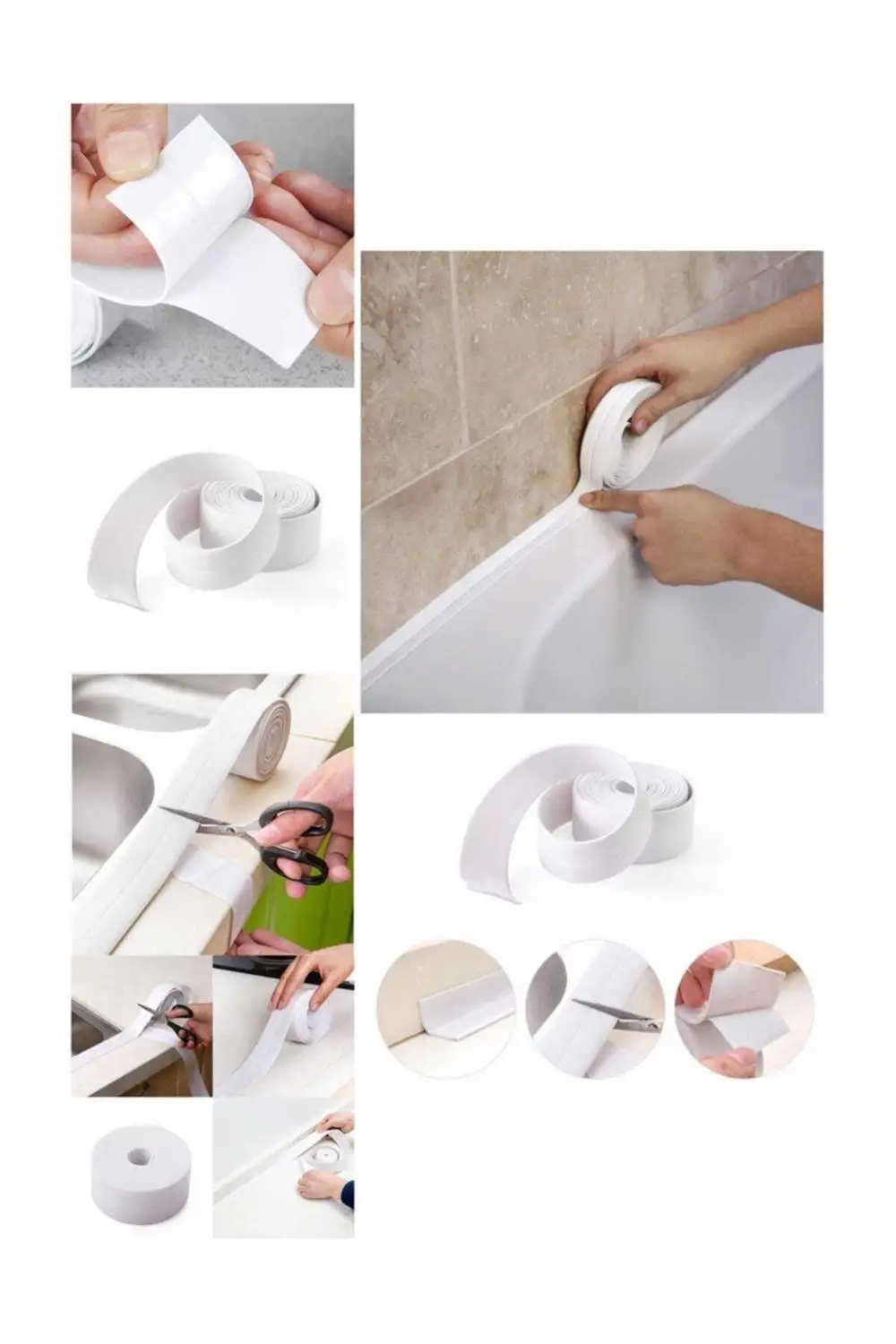 3.2M PVC Sealing Strip Kitchen Bathroom Shower Sink Bath Sealing Strip Tape Bath Wall Sink Basin Edge Self Adhesive Sealing Tape