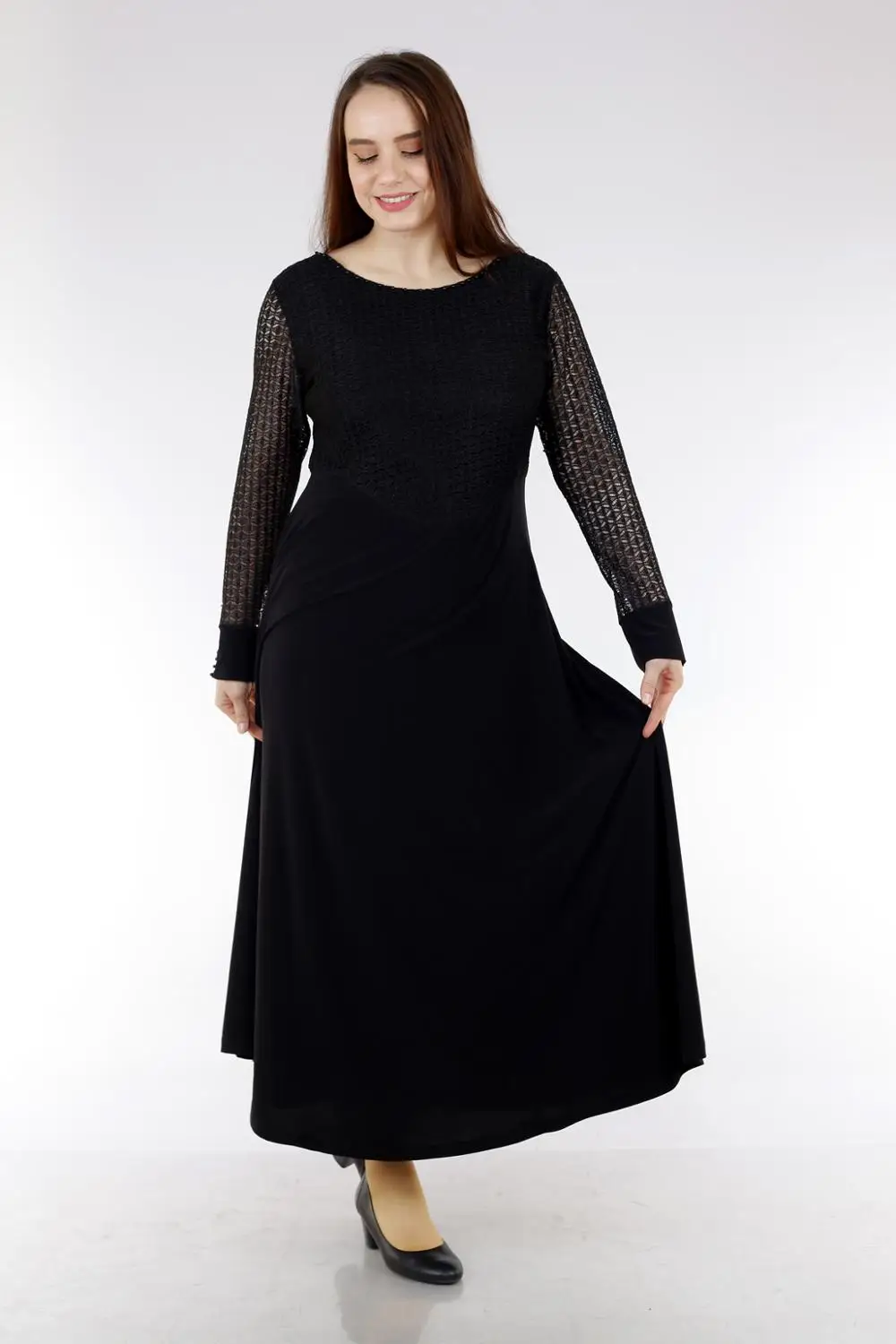 Schık Ladies Large Size Dress Black 1479