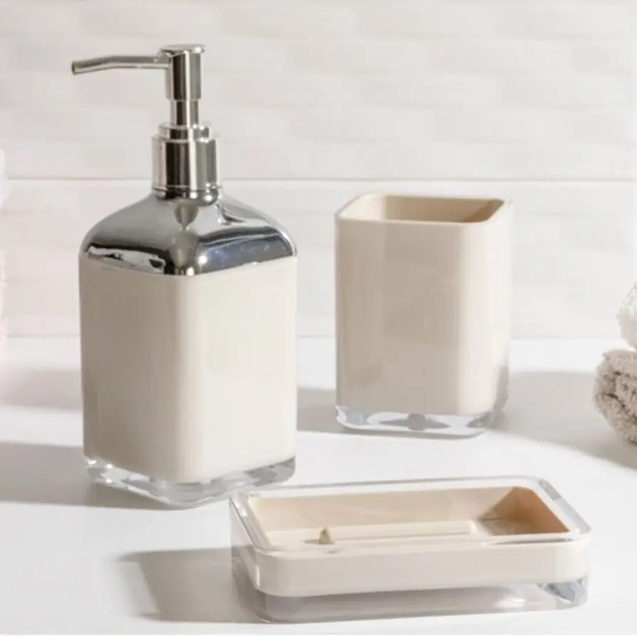 3 Pcs Decorative White Bathroom Set 1 Liquid Soap Dispenser 1 Solid Soap Dispenser 1 Toothbrush Holder From Turkey Fast Shipping