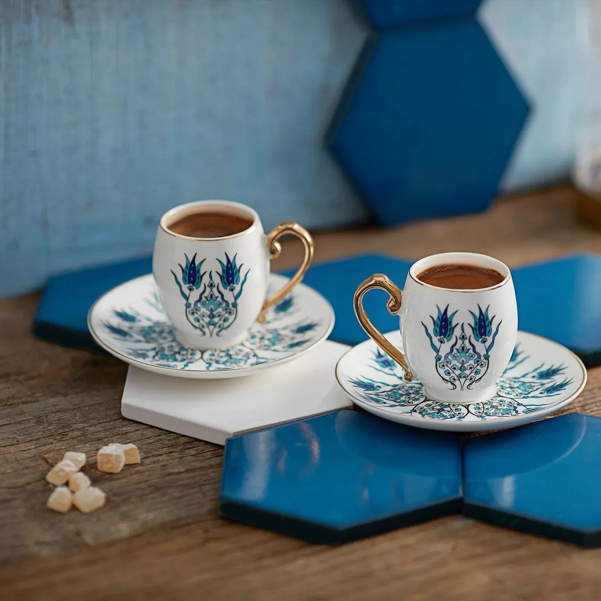 Karaca Iznik Set of 2-6 Turkish Coffee Cups 90ml Accessories Maker Espresso Dolce Gusto Dripper Tools