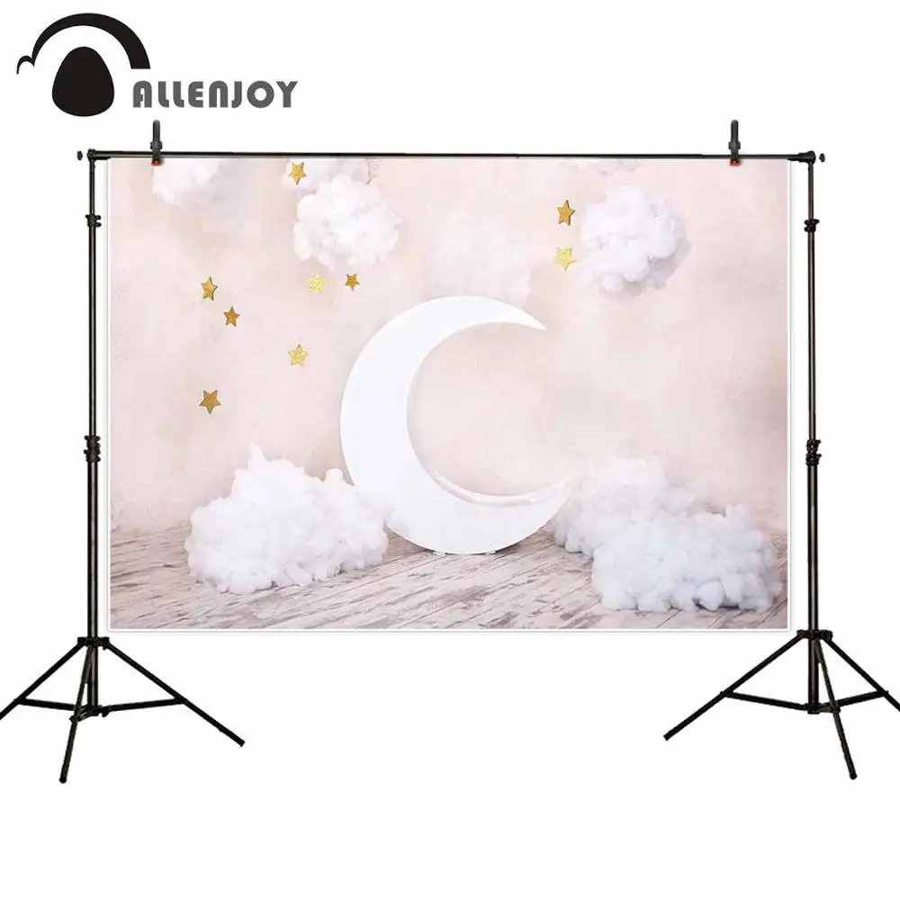 

Allenjoy Photo curtain photophone Cloud moon good dream baby shower birthday backdrop for studio photography photocall photozone