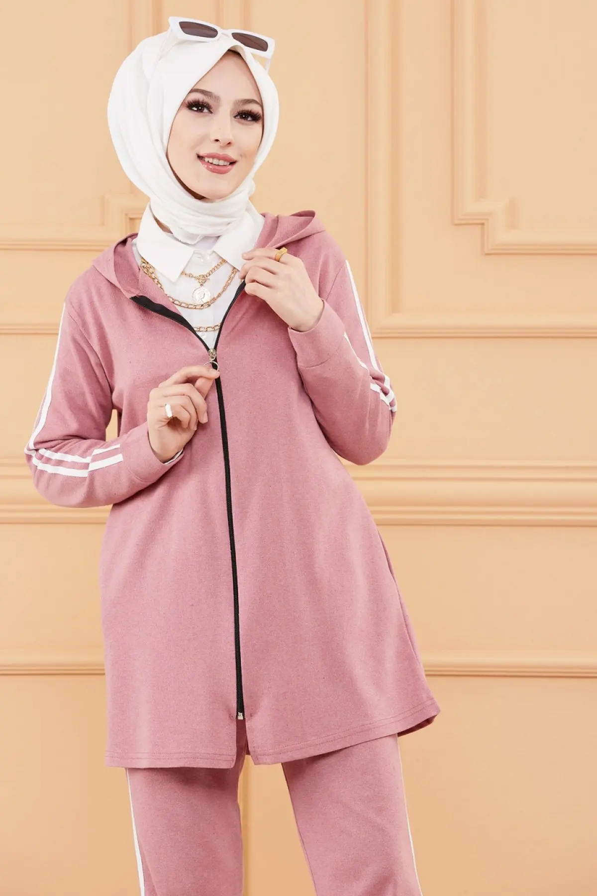 Tracksuit set ribbon detail bottom top suit casual big size muslim women clothing islamic clothing turkish clothes