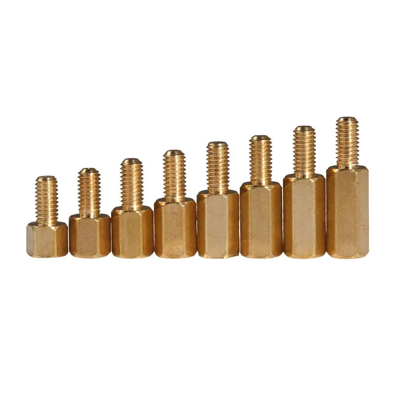 50pcs Solid Brass Copper M2 Hex Standoff Hexagon Pillar M-F F-F Male-Female Female Spacer for PCB Board Motherboard
