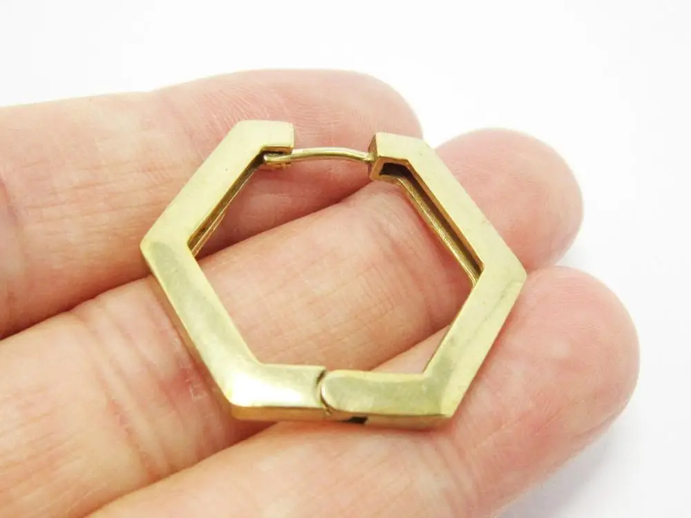 

2pcs Brass Hoop Earrings, Hexagon Hoop earrings, Leverback Earrings, 26.3x29.6x3.2mm, Statement Earrings, Jewelry Supplies -R893