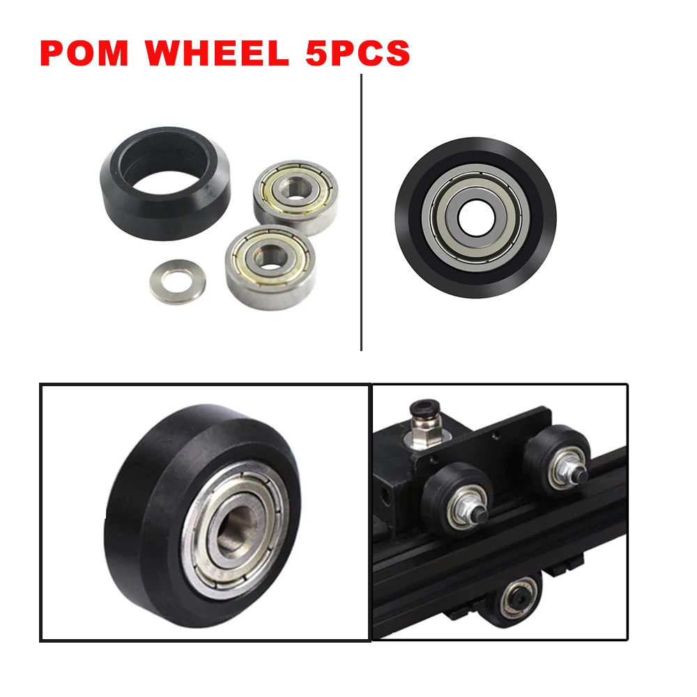 5PCS POM Wheel CNC Plastic Wheel POM with 625ZZ MR105zz Idler Pulley Gear Passive Round Perlin Wheel for Ender 3 CR10