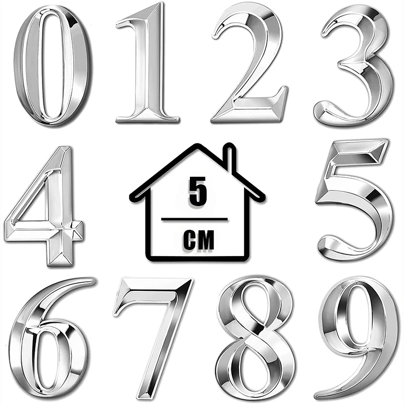 3D Number Signs on the Door, House Number Plate, Street Mailbox Number Stickers, Hotel Number Outdoor Door, 5 cm