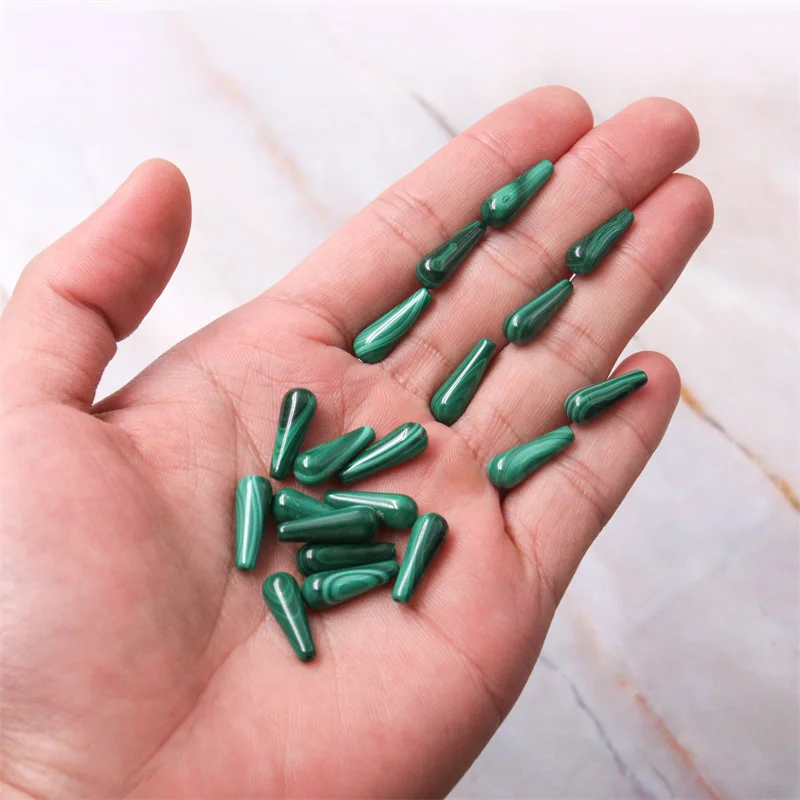 Malachite Half Drilled Beads Teardrop Semi Hole 6x16mm Natural  Semiprecious Stone For Making Jewelry Pendant Earrings DIY Craft