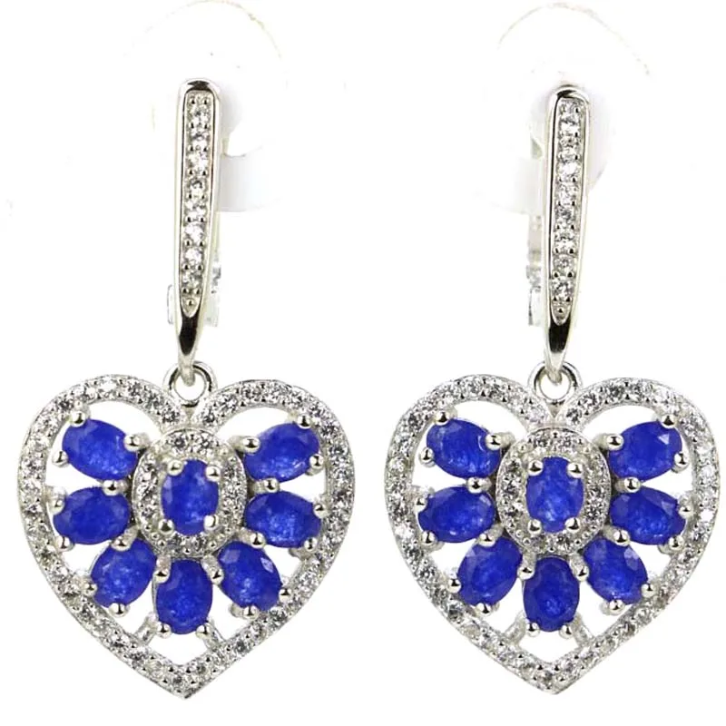 

925 Solid Sterling Silver Earrings 35x18mm Jazaz 6.9g Ruby Blue Sapphire Green Emeral Citrine Peridot Tanzanite