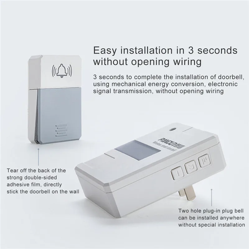 Smart Wireless Doorbell 36 Ringtones 4 Levels of Volume Multifunction Home With Night Light