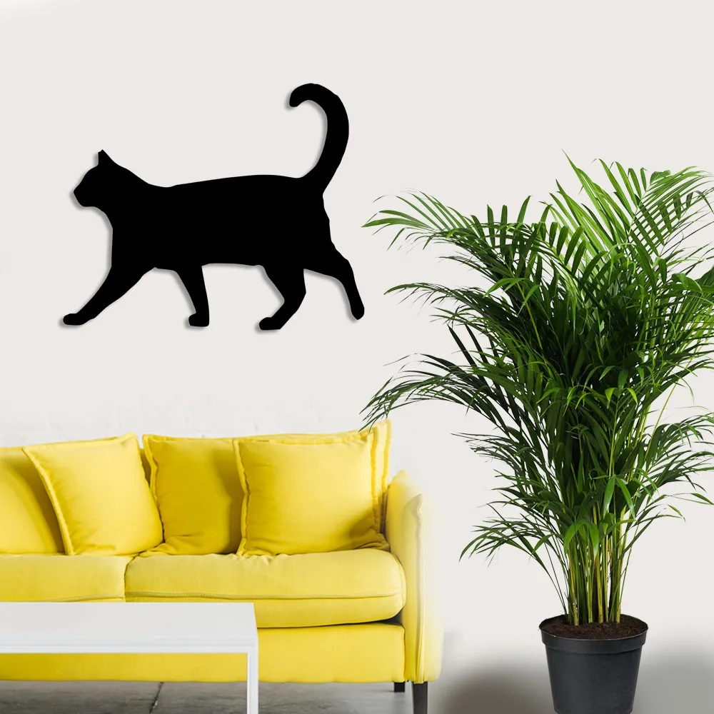 Cute Cat Walking Left Wall Room Home Accessory Accessory Wooden Table 50x40cm