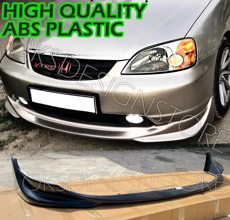 For JDM  HONDA Civic VTEC2 2001 2002 2003 Front Bumper Lip S2000 STYLE PLASTIC Splitter Diffuser Lip Body Kit Spoiler