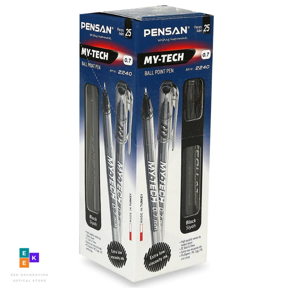 PENSAN Ballpoint Pen MY-TECH 0.7 Blue-Red-Black 25 Pieces-pen-pens-note book set with pen-fine point pen-technical pen drawing