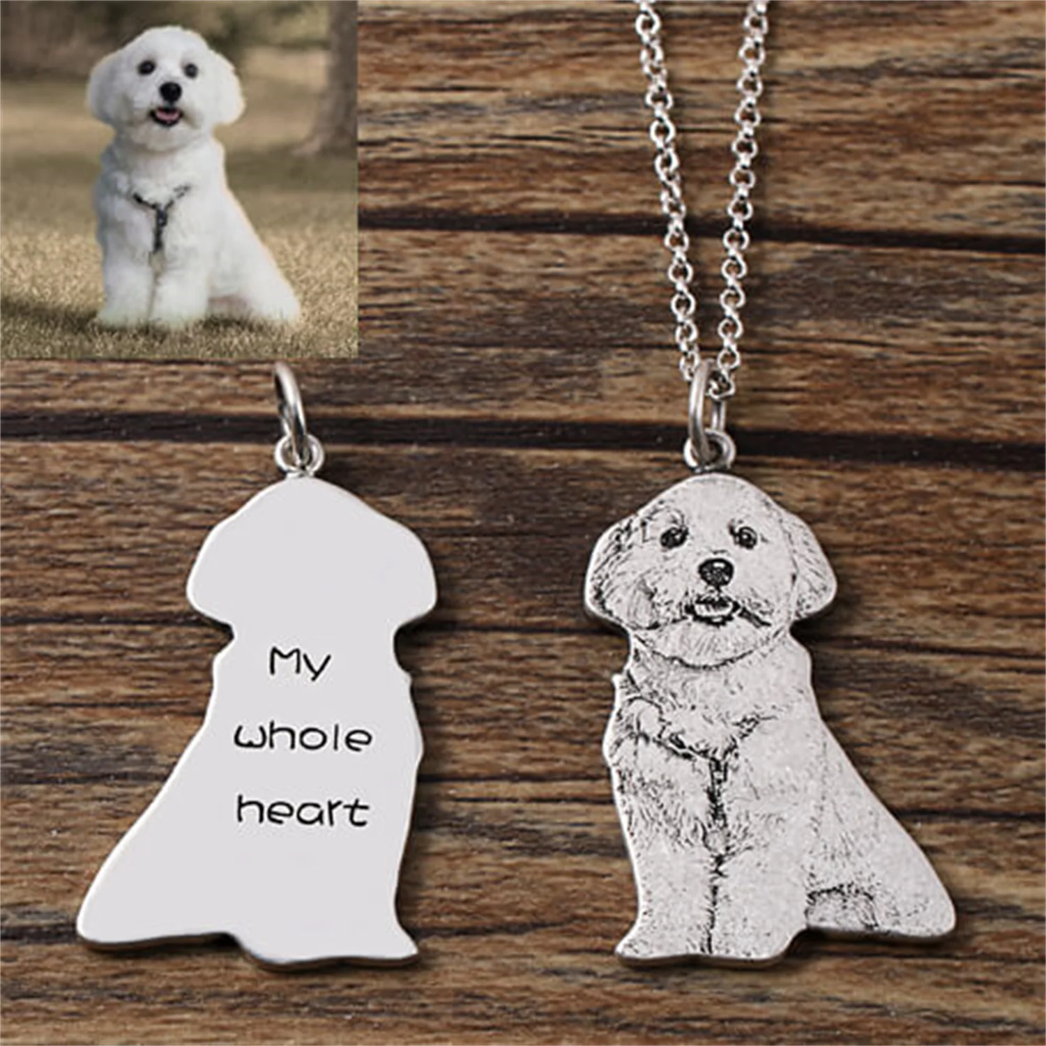 

Personalized Portrait Necklace With Your Pet's Photo Gift For Pet Lovers Custom Engraved Cat Dog Name Keepsake Gift For Her