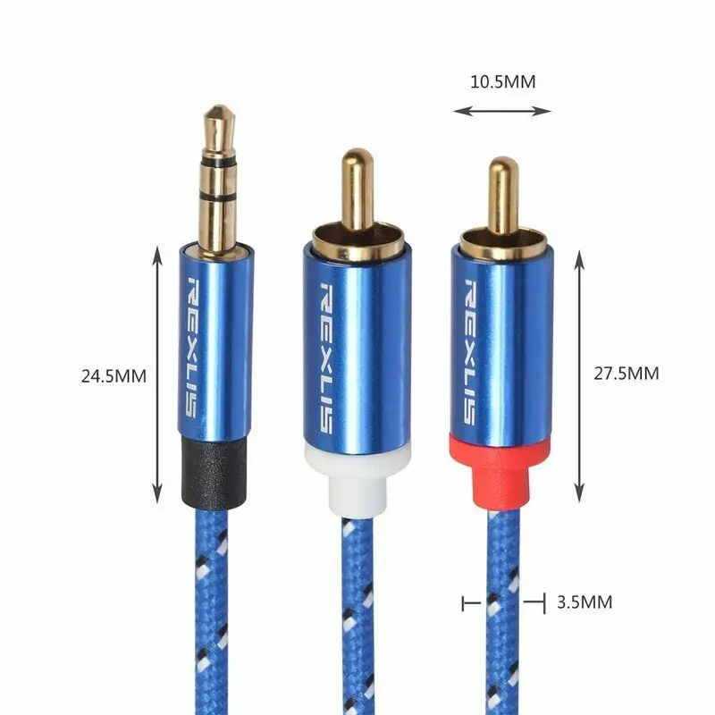 Audio splitter Cable, 3,5mm Male Jack to 2RCA AUX Audio splitter Cable, 1M adapter Audio Cable