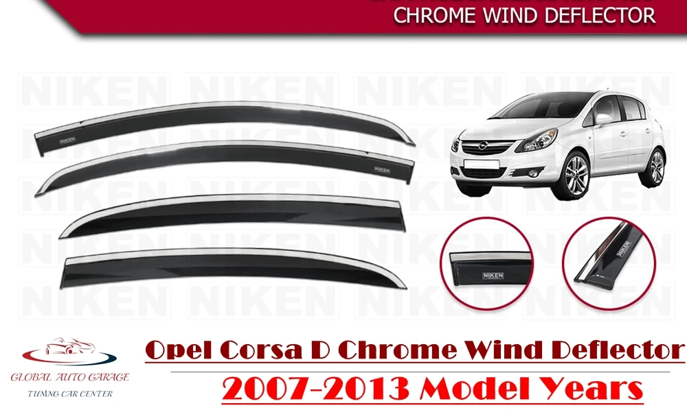 

For OPEL CORSA D Chrome Rain Wind Deflector 2006 2007 2008 2009 2010 2011 2012 2013 Sunshade Curtains Car Windshield Auto Sport