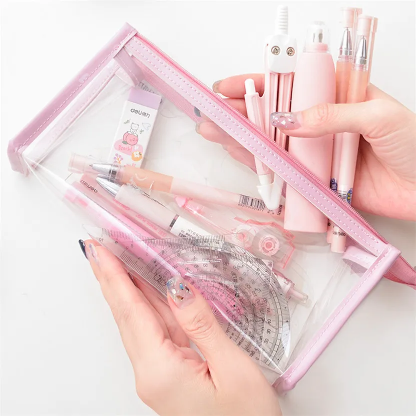 Transparent Pencil Case Supply School 2021 Stationery Organizer Multi Colors Pencils Pencil Bags Large Capacity Girl School Kit