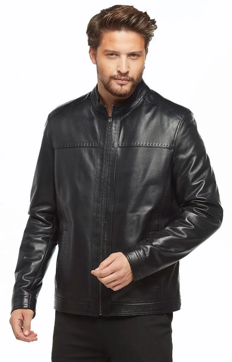 Cappotti sportivi in pelle classici cuciti neri originali in pelle di agnello autunno inverno 2022 Biker Slim Large Size muslimah
