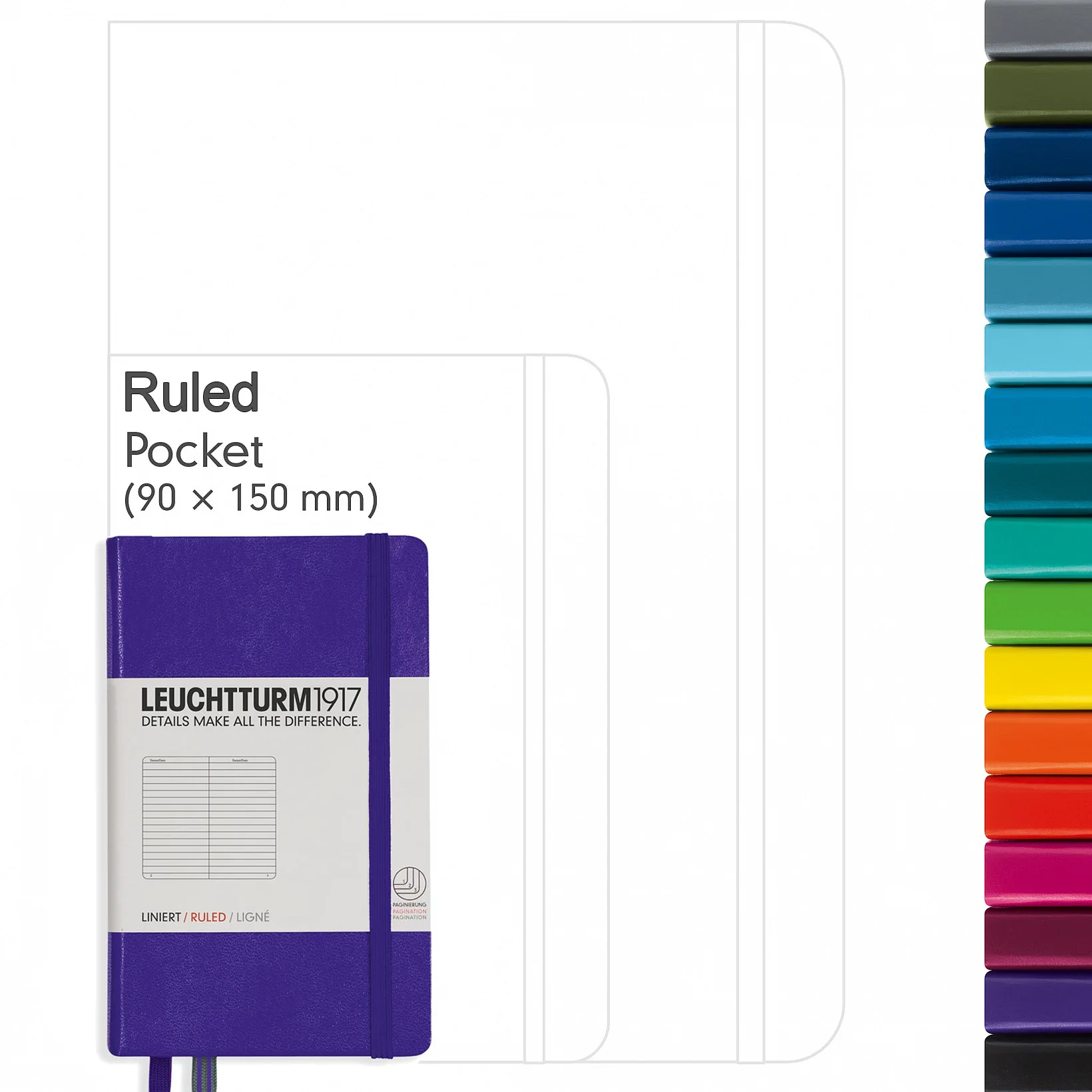 Leuchtturm1917 Notepad Medium (A6), Hard Cover, 185 Numbered Pages - Rulled