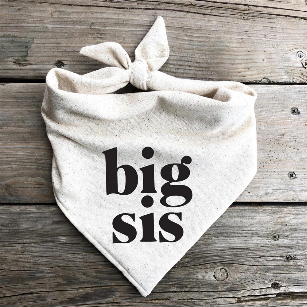 

Personalize Big Sis Dog Bandana Baby Announcement Photos, Minimalist Minimal Style, Simple Boho Oatmeal Crea, New