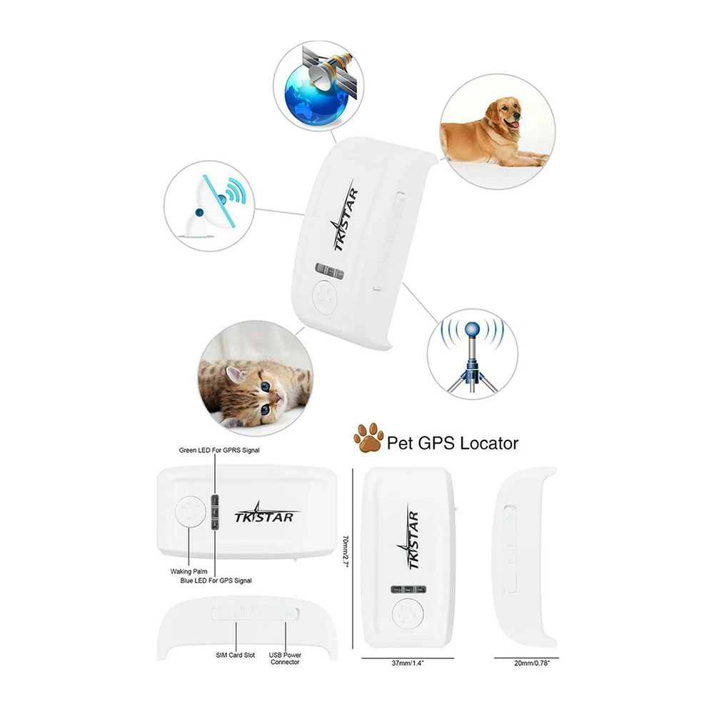 With Box TK909 GPS pets tracker GSM /SMS/ GPRS tracker Free App 100g2280