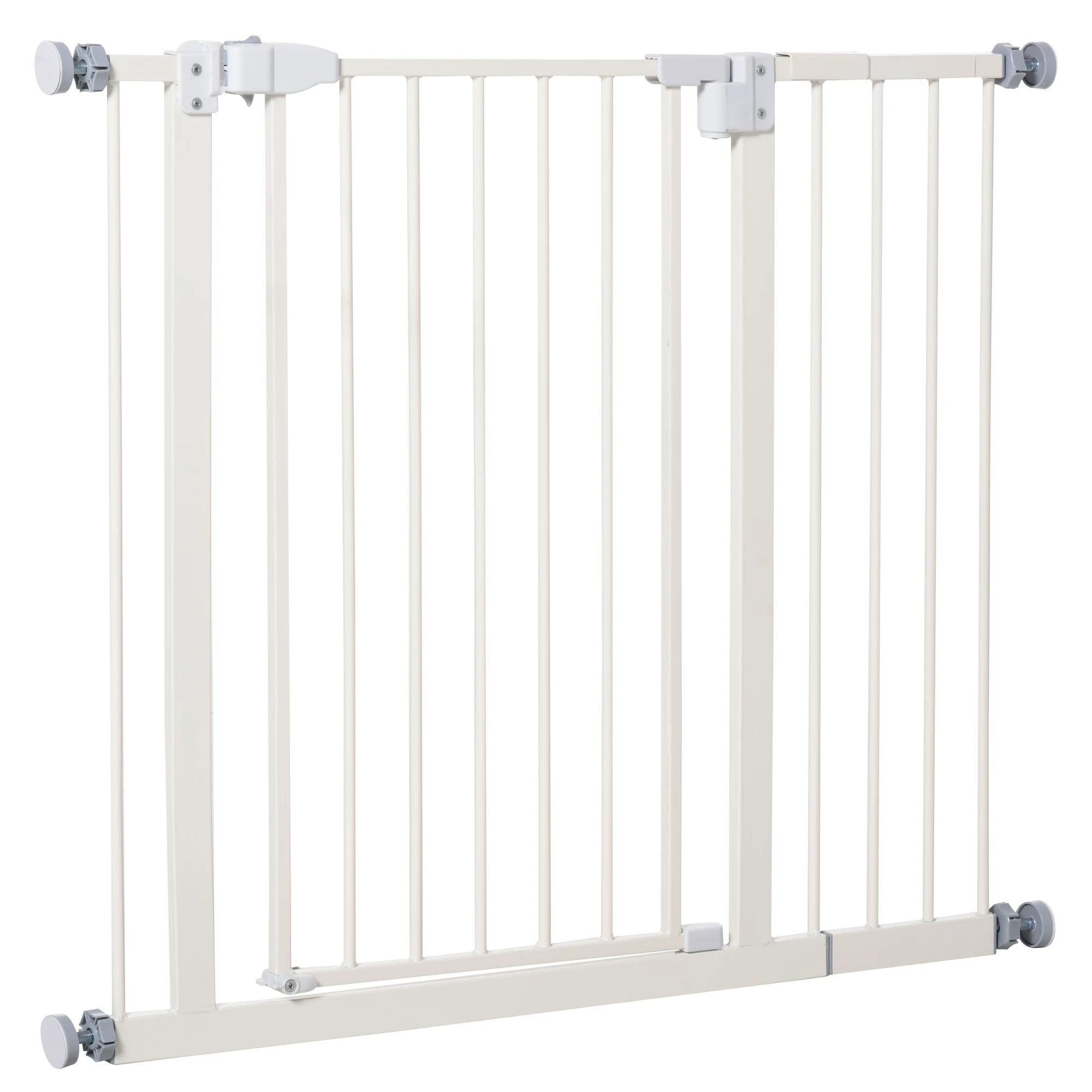 PawHut metal security barrier for doors and stairs pet dogs self-closing 74.5-84.5x76,2 cm White