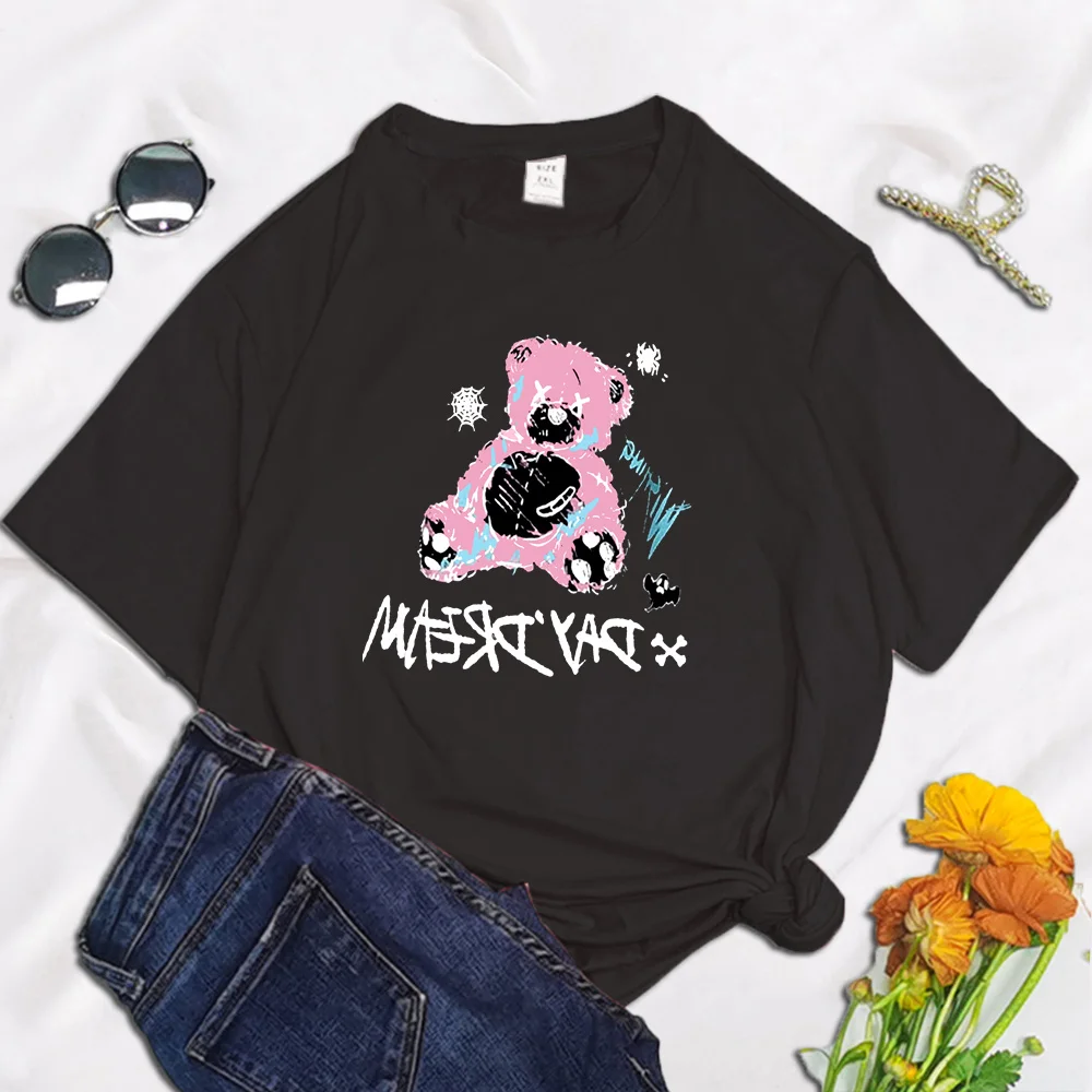 

Women Anime Bear Punk Oversize T shirt Gril Summer Gothic Harajuku Korean Clothes Camiseta Mujer Tee Shirt Femme Tops,Drop Ship