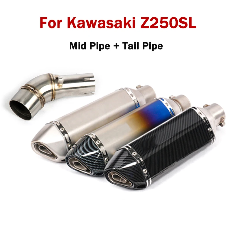 

For Kawasaki Z250SL Motorcycle 370mm Exhaust Pipe Muffler With DB Killer Slip On Connect Middle Tube Link Section Modified