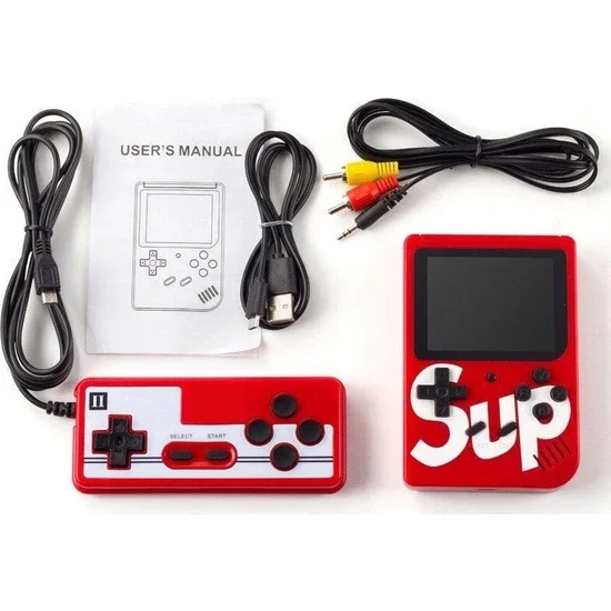 

Sup Portable Video Game Console 3 "400 Oyunlu Mini Arcade Gameboy 2 Player Red