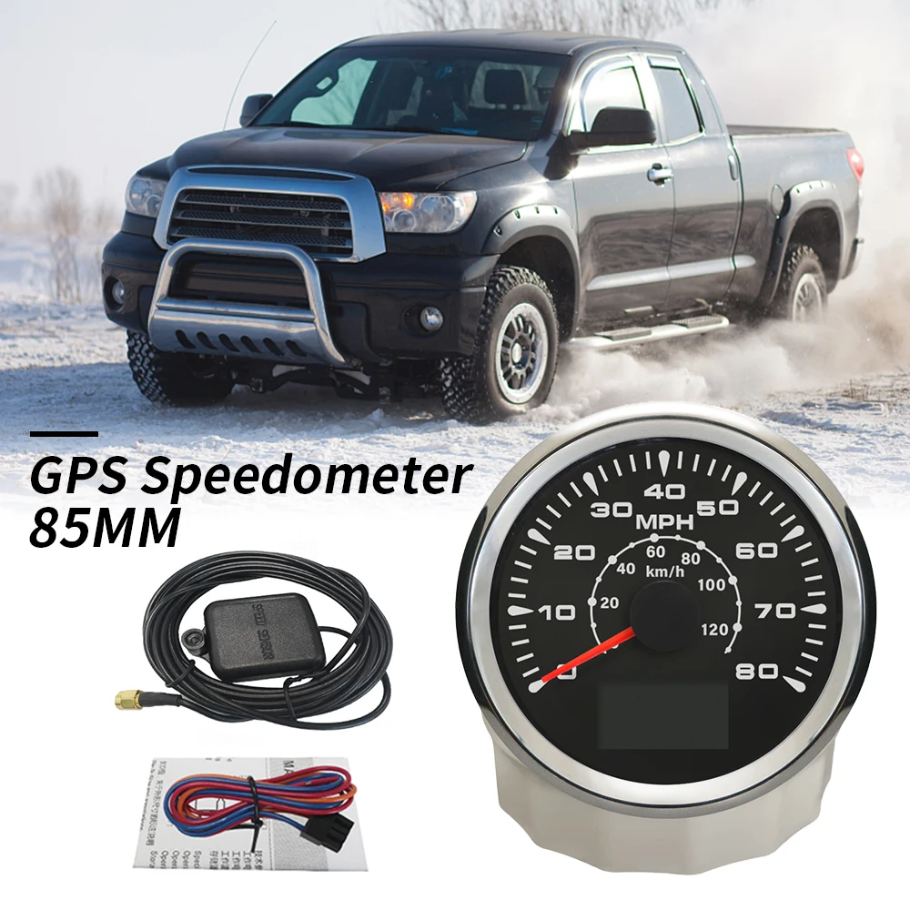 ELING 85mm 0-35/80/200 MPH GPS Speedometer Odometer Mileage Backlight Shows TRIP/COG ODO 9-32V for Car Marine Boat