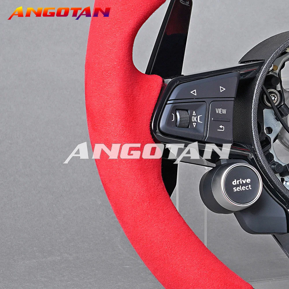 LED and Forged Carbon Fiber Steering Wheel Fit For Audi  R8 TT TTs  Sport Car Volante Esportivo Alcantara