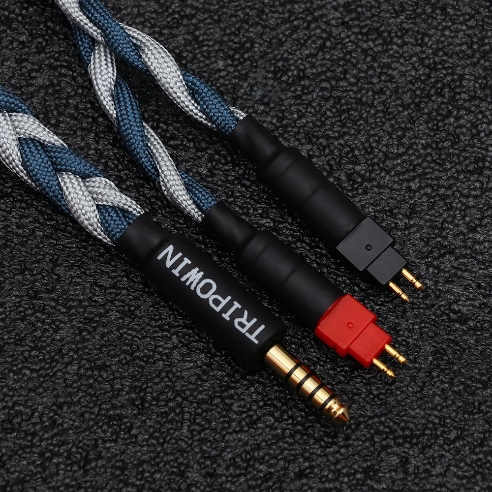 Tripowin GranVia 26AWG 36 Stränge x 4 Core Handgemachte Kopfhörer Ersatz Kabel für HD650 HD580 HD800 HIFIMAN ANANDA Grau – Detail 8