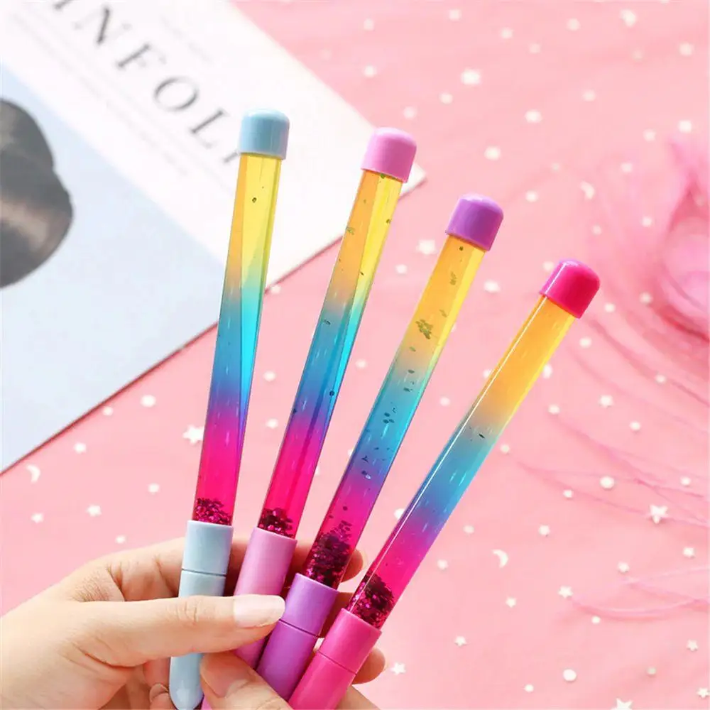 2022 new 0.5mm Fairy Stick Ballpoint Pen Drift Sand Glitter Crystal Ball Pen Rainbow Color liquid crystal pen