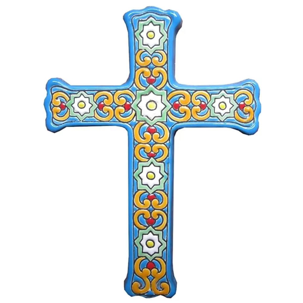 Ceramic cross 21cm/8,3 inch - Ceramic glazed up handmade - Made in Spain - Spanish - Seville - MIJASCERAMIC crafts -