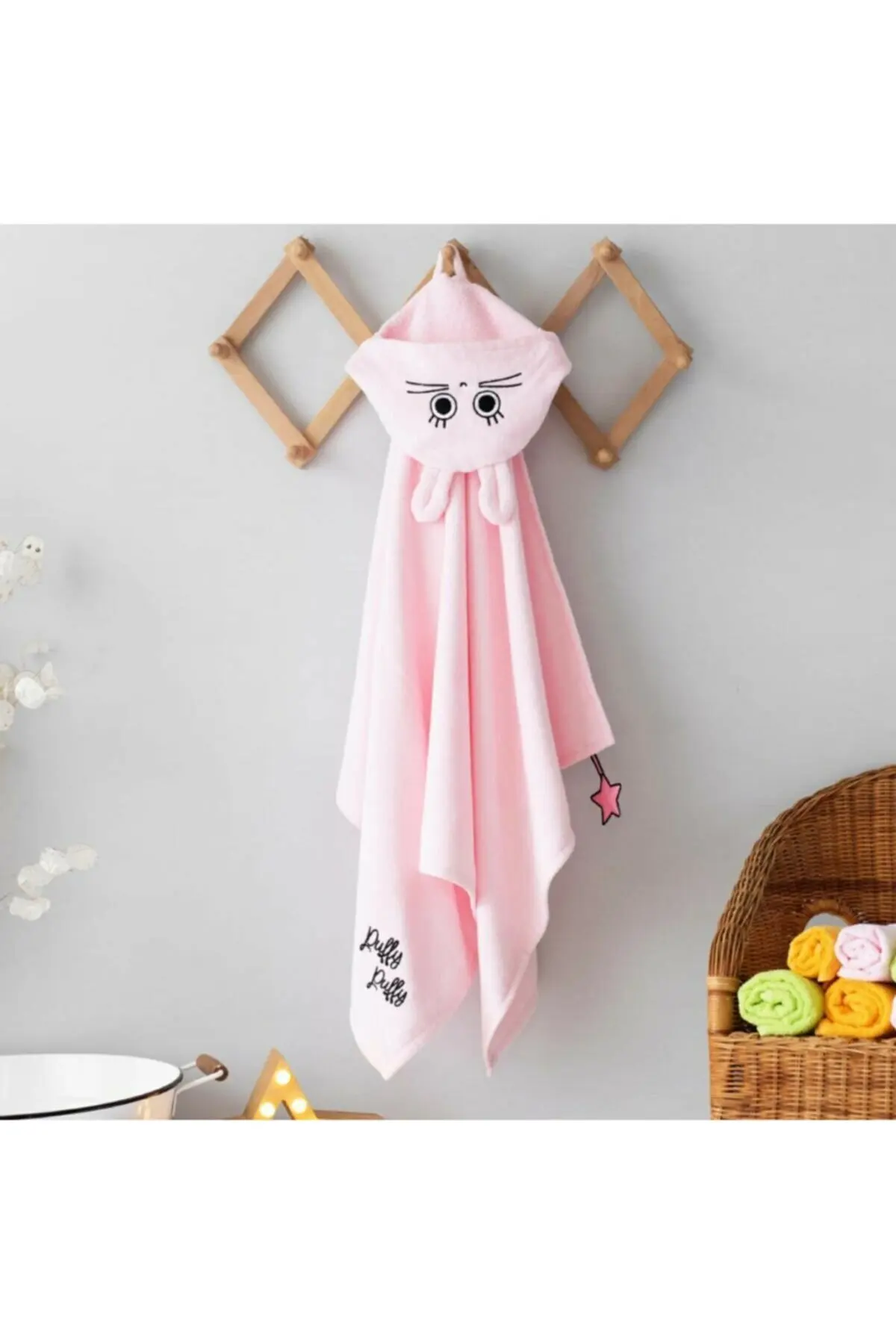 

Milk & Moo Velvet Pink Rabbit Swaddle Towel baby bathrobe animal kids towel