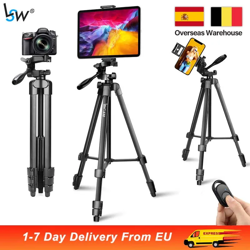 Phone Tripod Stand for Camera Tablet 152cm Aluminum Tripod with remote control Mount Holder for Phone /iPad/ DSLR Camera