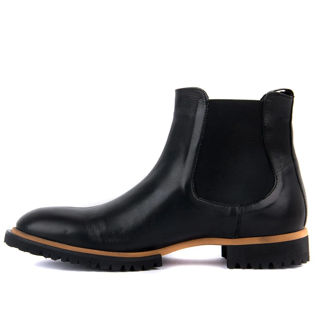 Botas de couro para homem preto