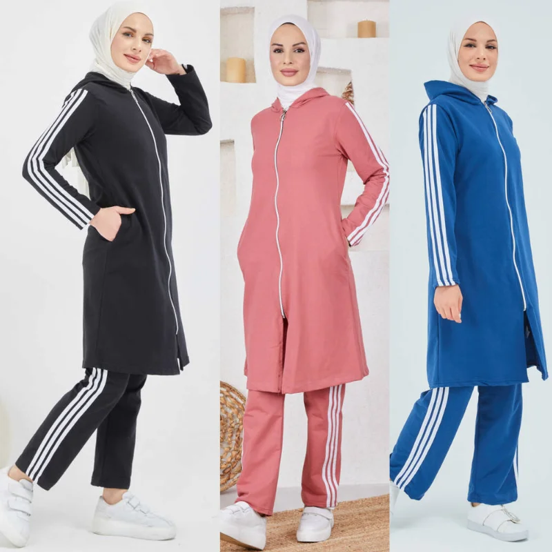 2021 new season tracksuit 2 piece plus size muslim women hijab tracksuit fashion Turkey AbayaDubai Islamic sports arabia turkey