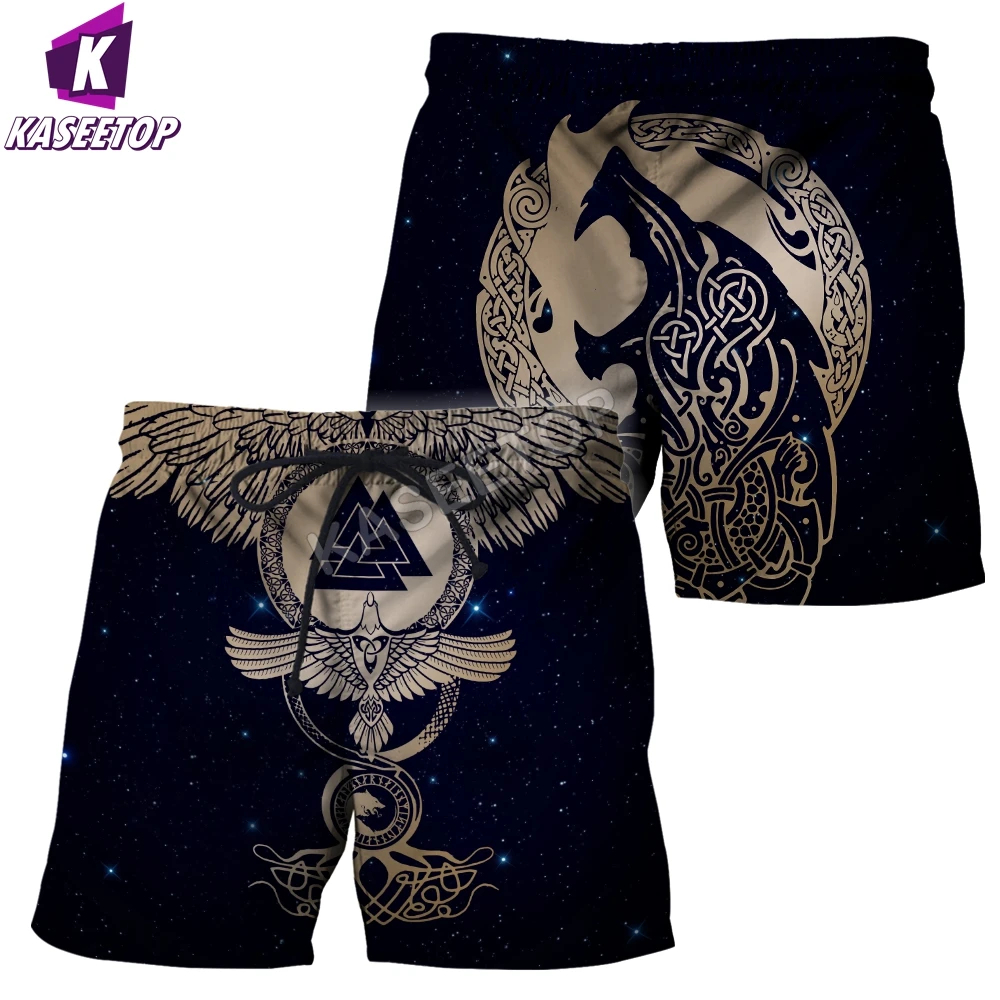 2022 Viking Summer Casual Shorts Men Beach Breathable Quick Dry Loose Shorts Men's Fashion Print Short Pants Couple Shorts Male