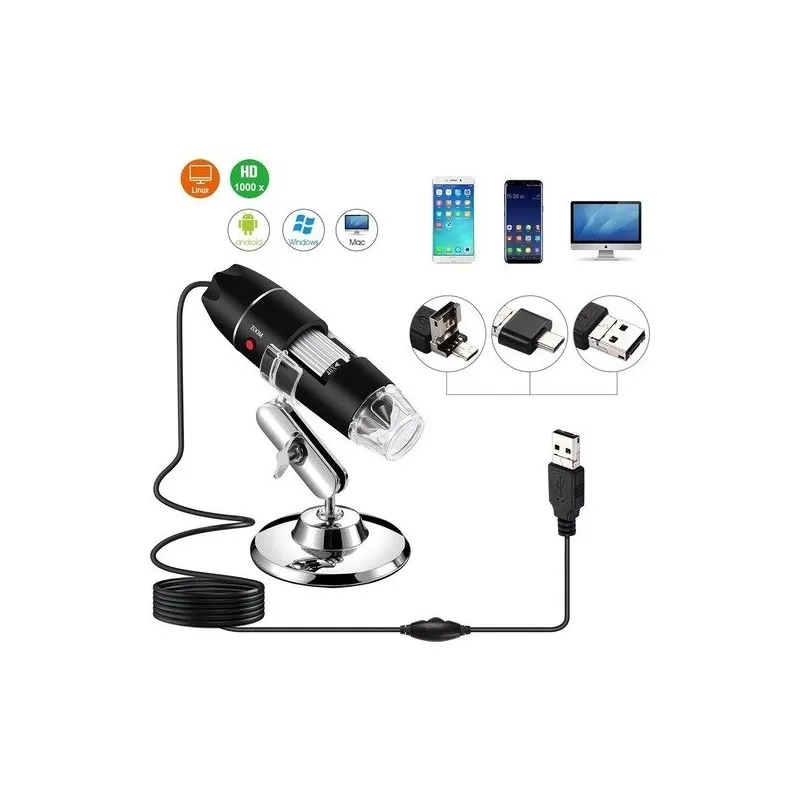 Digital Microscope Wireless 1X-1000X 1080P Portable Mini WiFi USB Camera with 8 LED Lights for iPhone iPad Smartphone Tablet PC