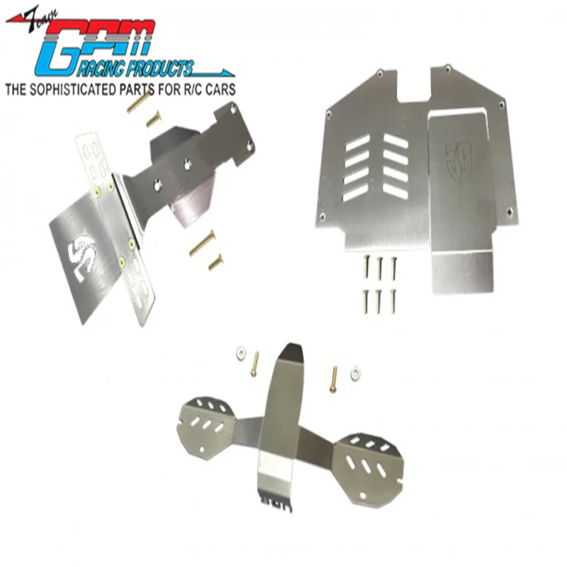 

GPM STAINLESS STEEL SKID PLATES FOR FRONT, CENTER, REAR CHASSIS -18PC SET FOR TRAXXAS 1/7 UNLIMITED DESERT RACER Upgrade