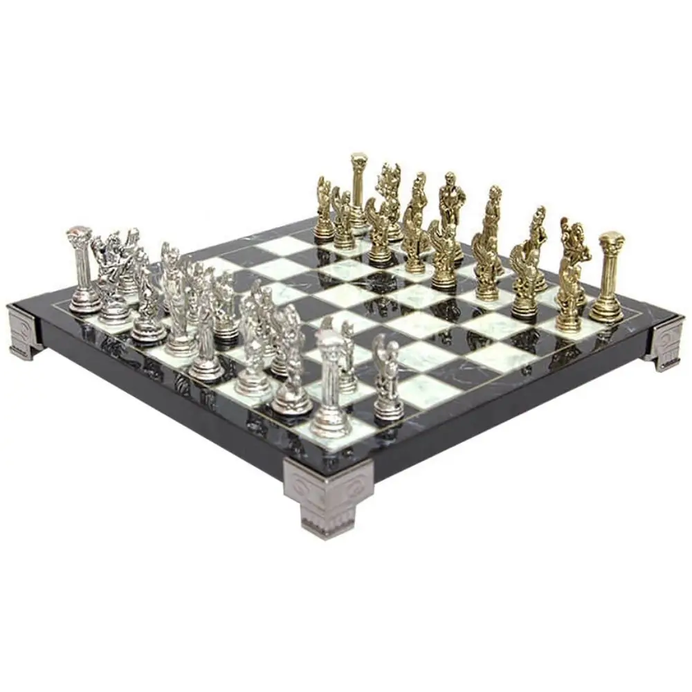 Marble Patterned Zamak Chess Set Luxury Chess Board Game Chess Figures Sports - Entertainment Gifts Gift for Friend, Father