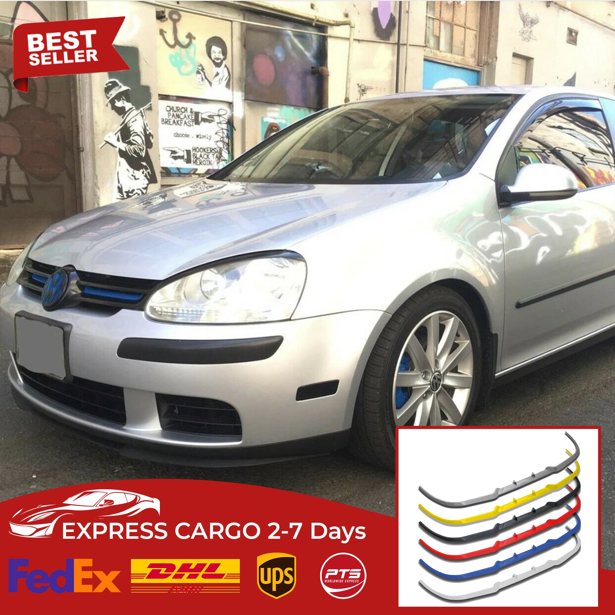 

For Vw Volkswagen Golf 5 V CUPRA R FRONT SPOILER BUMPER LIP Euro Spoiler Lip Universal 3 pcs Body Kit