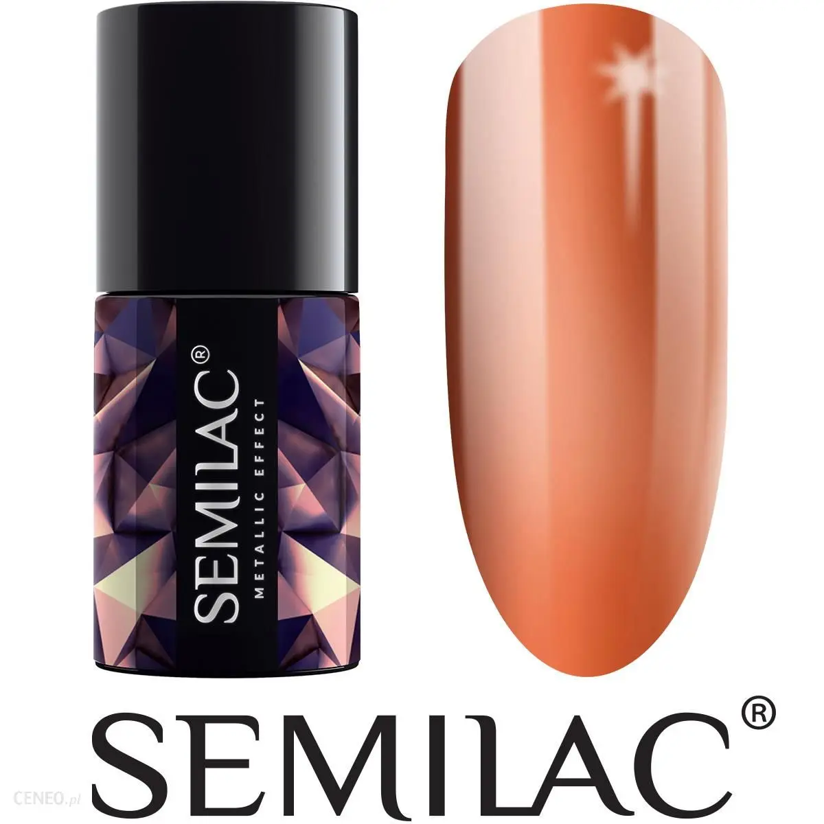 Semilac Metallic Effect Orange 248 semi-permanent coverage, UV hybrid nail polish texture Gel