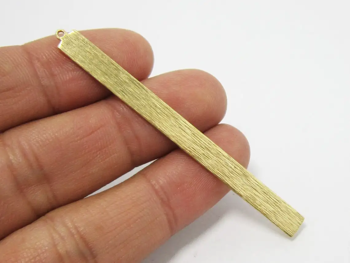 

10pcs Long Rectangle Earring Charms, Textured Rectangle Bar Pendant, 68.6x5.7mm, Brass Findings, Jewelry Making R1280