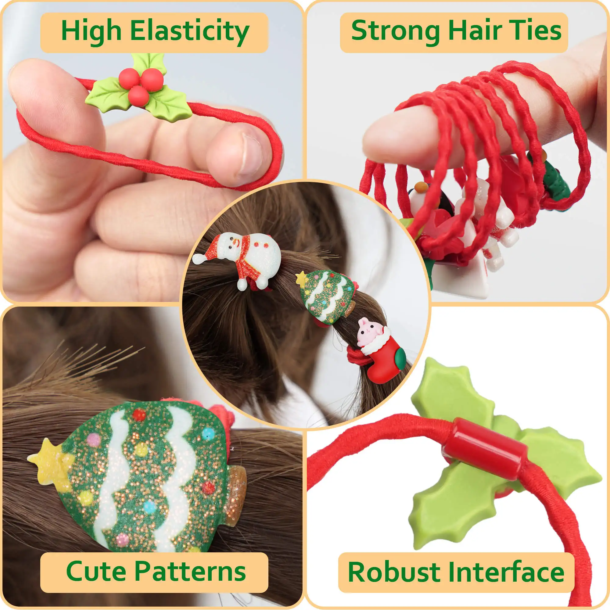 Artificiel astiques à cheveux pour bébés filles, 20 pièces, accessoires pour cheveux, motifs de noël, festival, cadeaux