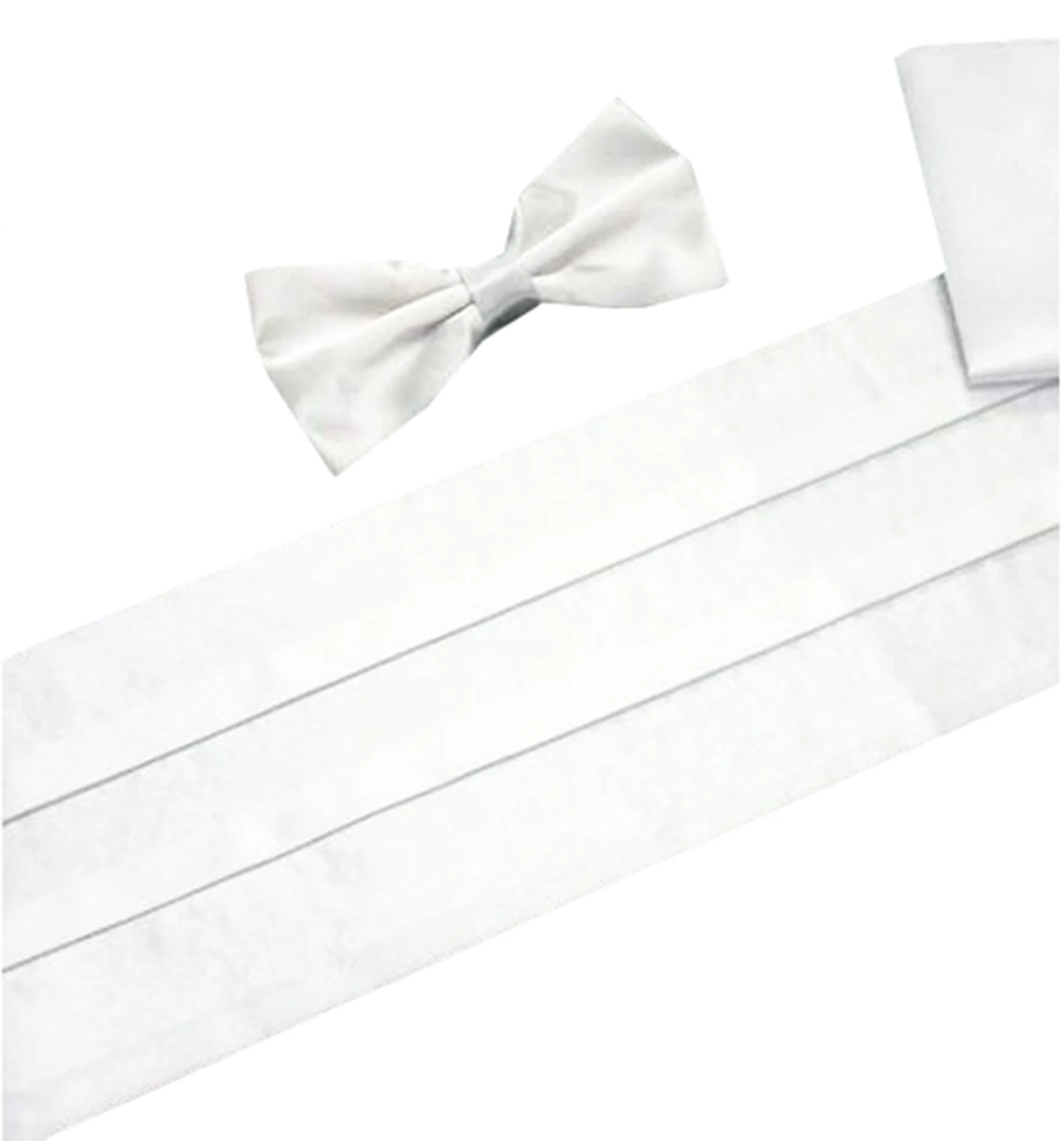 Varetta Set Men Belt Set For Team Men Belt Bow Tie Hankerchief And Prank One Size White Color