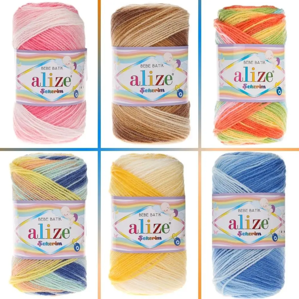 Baby Hand Knitted Yarn 24 Color Options 320 Meters(100gr) acrylic Hand Knitting Yarn Ball + Scarf Alize Sekerim + Knitting Needles